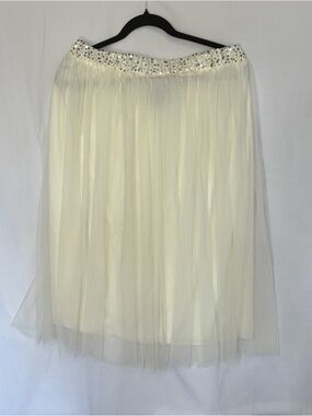 Ivory Tulle Skirt with Sequin Waistband